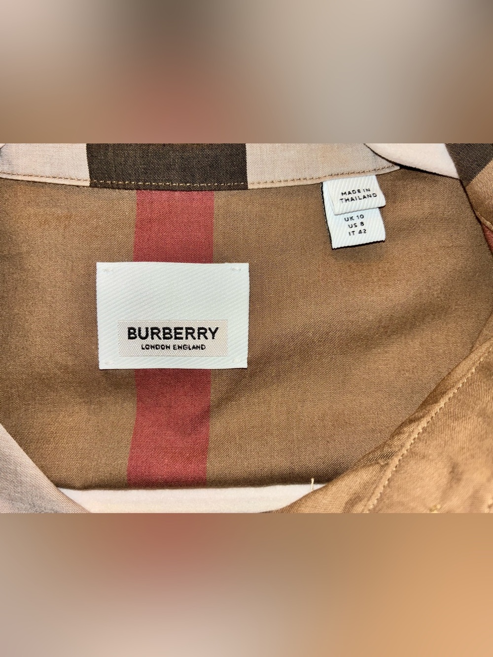 Burberry plaid shirt dress with belt, sz 8 great condition - Picture 9 of 11